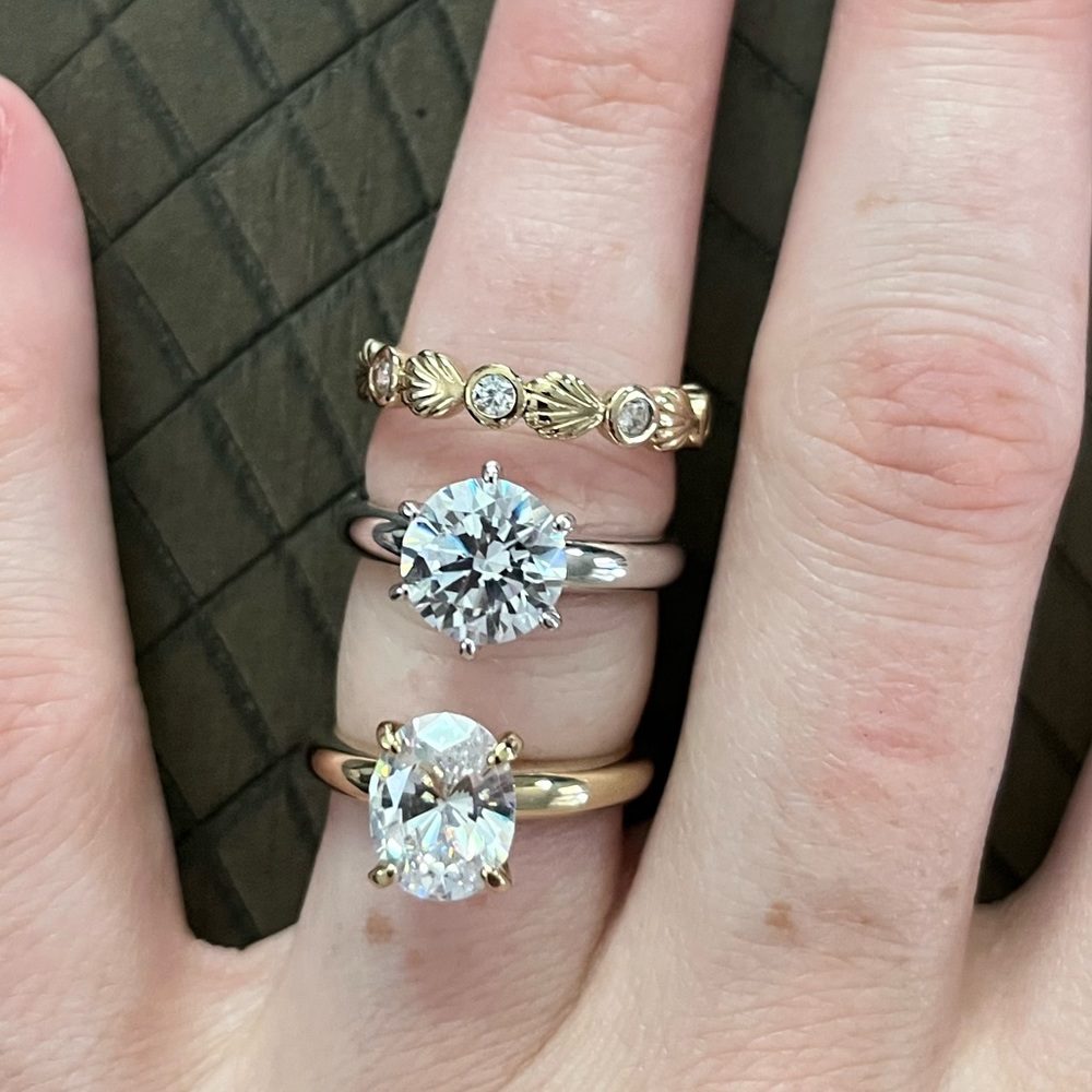 QVC Diamonique Bundle of Three Rings